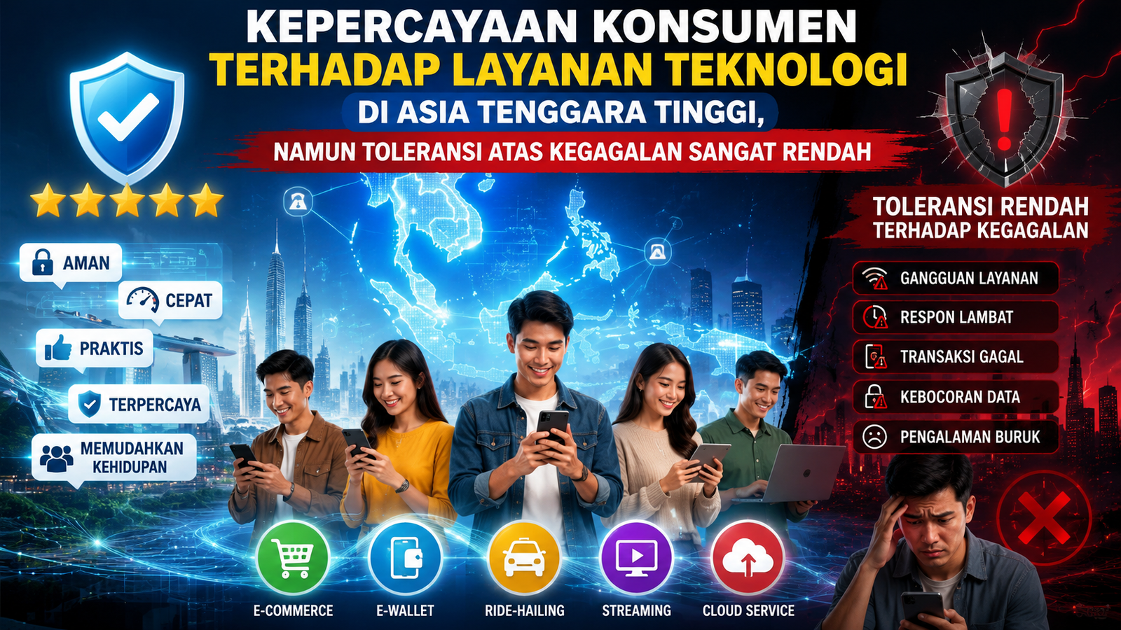 Kepercayaan Konsumen terhadap Layanan Teknologi di Asia Tenggara Tinggi, Namun Toleransi atas Kegagalan Sangat Rendah